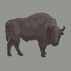 wild bison origami polygonal shapes in scandinavian style © Anvar
