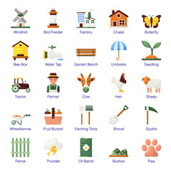 Pack Of Gardening Flat Icons 
