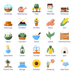 Pack Of Ecology Flat Icons 