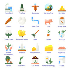 Pack Of Agriculture Flat Icons 
