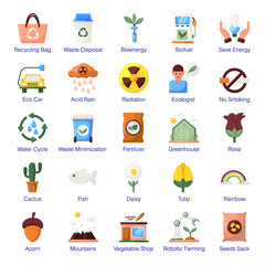 Pack Of Nature Flat Icons 