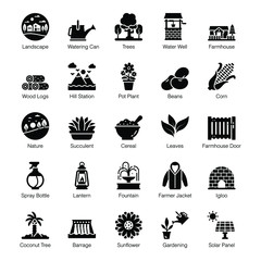 Pack Of Ecology Glyph Icons 