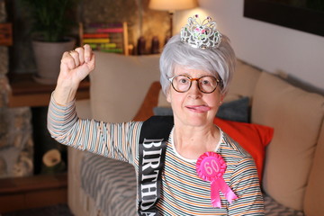 Woman celebrating her 60th birthday