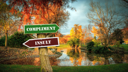 Street Sign Compliment versus Insult