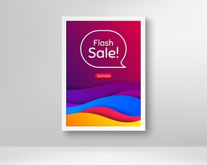 Flash Sale. Frame with abstract waves poster. Special offer price sign. Advertising Discounts symbol. Gradient fluid waves and chat bubble. Banner with dynamic background. Vector