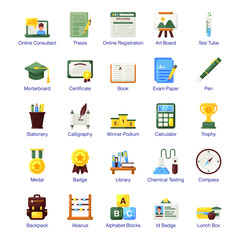 Pack Of Learning Flat Icons 