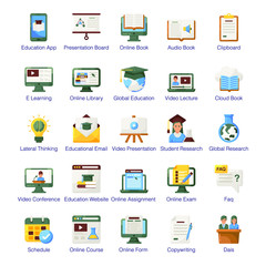 Pack Of Education Flat Icons 