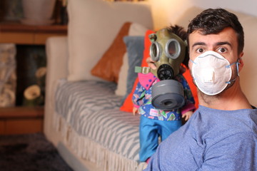 Stressed out dad in quarantine at home