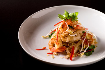 Pad thai noodles with prawns