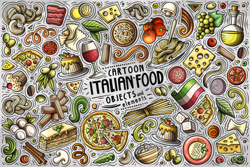 Vector set of Italian food theme items, objects and symbols