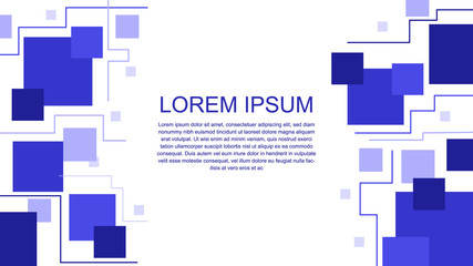 Geometric abstract line shapes square blue vector background