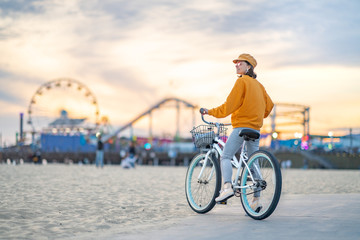 Smiling girl on Santa Monica beach