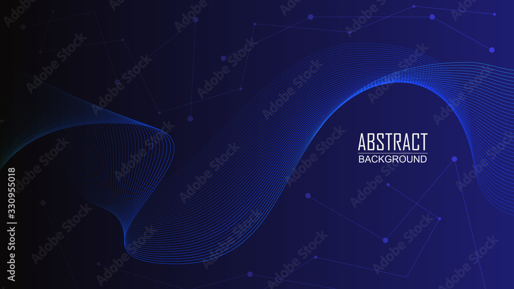 Poster wave line abstract dark blue gradient vector background