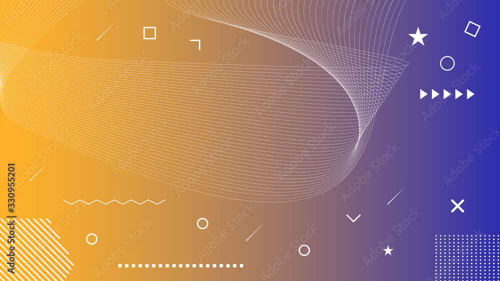 Poster abstract line wave shapes yellow violet gradient vector background