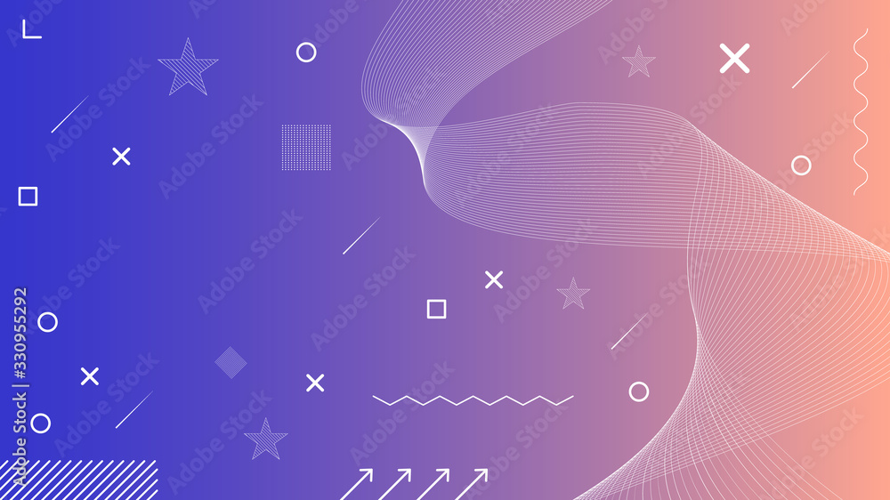 Poster abstract line wave shapes blue violet gradient vector background