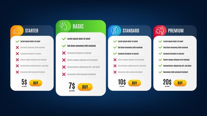 Human resources, Brainstorming and Strategy line icons set. Pricing table, subscription plan. Time management sign. Update profile, Lightning bolt, Business plan. Work time. People set. Vector