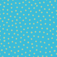 Tropical flower seamless vector pattern background. Hand drawn blooms exotic blue backdrop. Modern floral ditsy illustration. Hot summer all over print for tropic vacation or wedding resort concept.