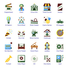Pack Of Entertainment Flat Icons 
