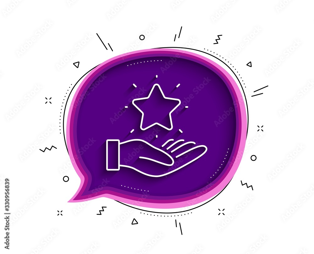 Poster loyalty program line icon. chat bubble with shadow. bonus points. discount star symbol. thin line lo