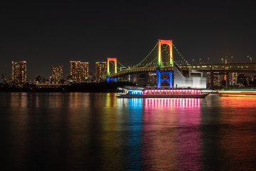 Fototapeta na wymiar Tokyo Rainbow Bridge at night.