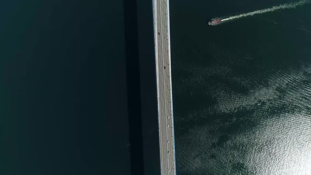 long cable-stayed road bridge from Vladivostok to island Russkiy