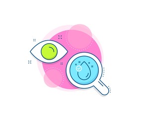 Oil drop sign. Research complex icon. Vitamin E line icon. Analytics or analysis banner. Vitamin E sign. Vector