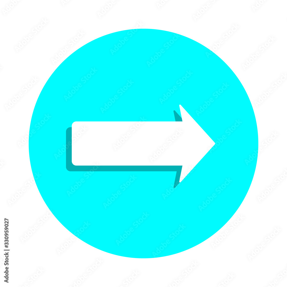 Poster bold arrow on the right badge icon. simple glyph, flat vector of web icons for ui and ux, website or