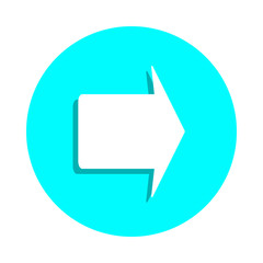 Bold arrow on the right badge icon. Simple glyph, flat vector of web icons for ui and ux, website or mobile application