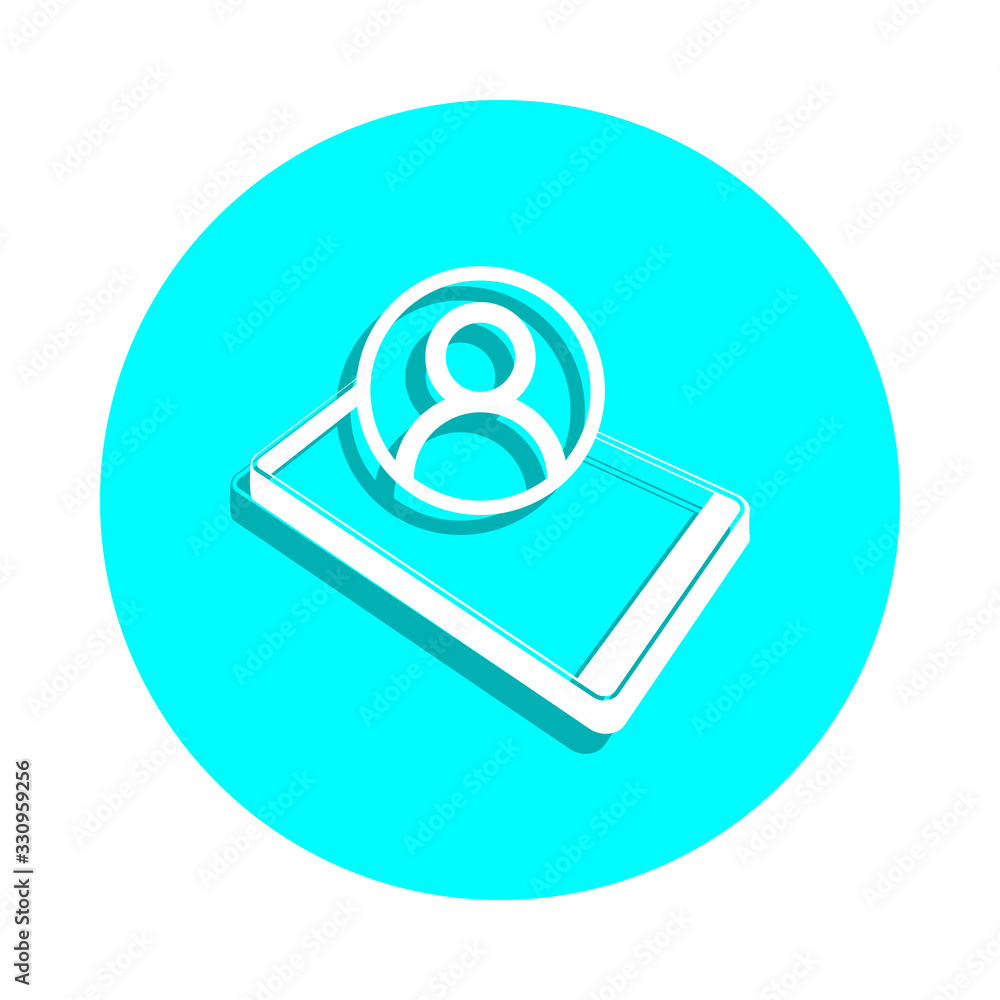 Poster contact on smart phone badge icon. simple glyph, flat vector of web icons for ui and ux, website or 