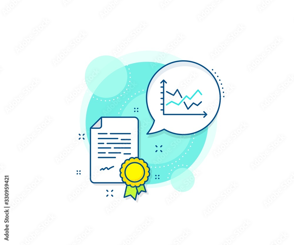 Poster presentation graph sign. certification complex icon. diagram chart line icon. market analytics symbo