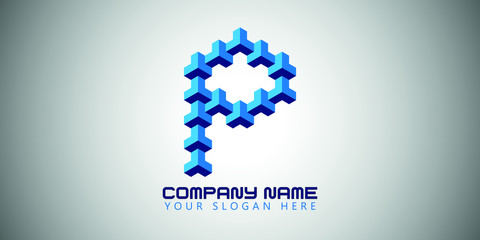 Real estate construction tiles pattern letter logo design vector