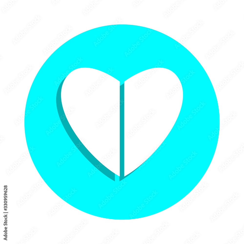 Poster divided heart badge icon. simple glyph, flat vector of web icons for ui and ux, website or mobile ap