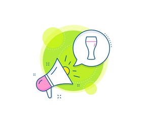 Pub Craft beer sign. Megaphone promotion complex icon. Beer glass line icon. Brewery beverage symbol. Business marketing banner. Beer glass sign. Vector