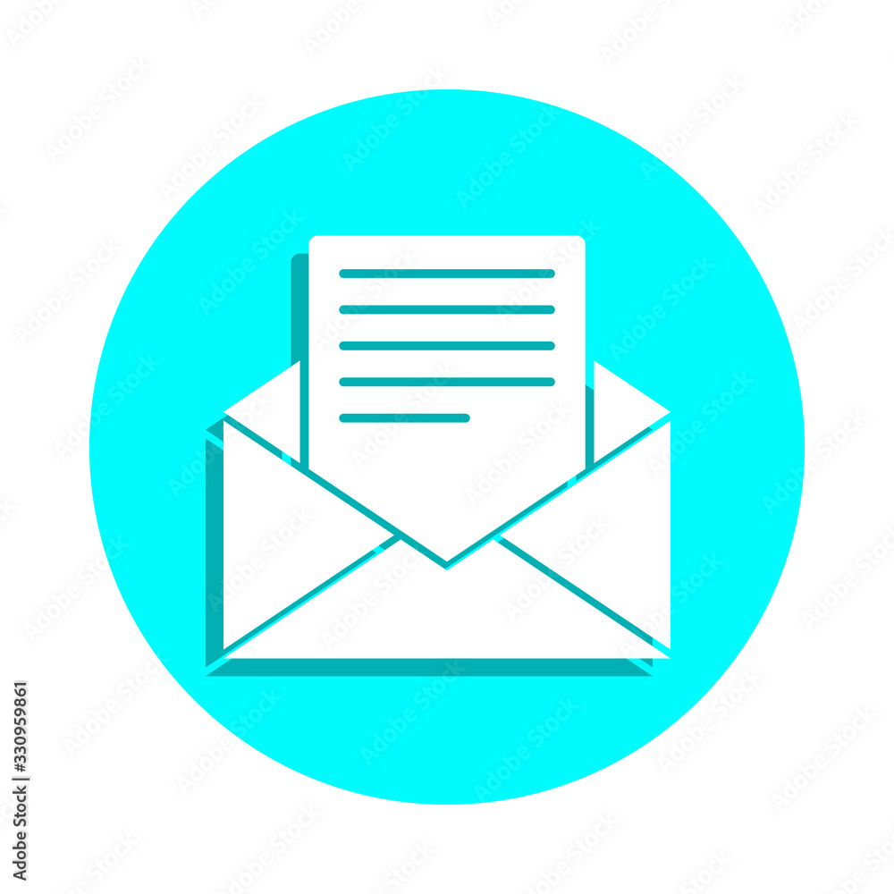 Poster envelope with a letter badge icon. simple glyph, flat vector of web icons for ui and ux, website or 