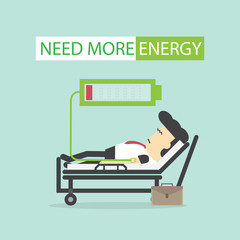 conceptual businessman tired and low energy