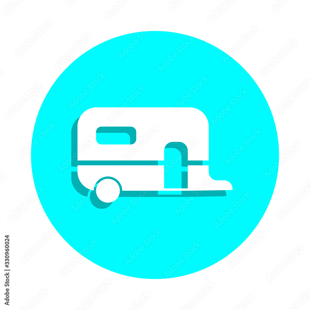Poster trailer house on wheels badge icon. simple glyph, flat vector of web icons for ui and ux, website or