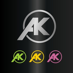 Letter AK simple logo icon design vector