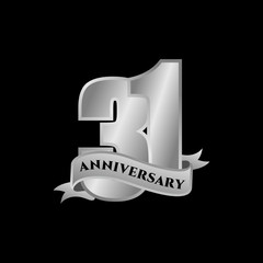 31 Years Anniversary or birthday banner Logo Template