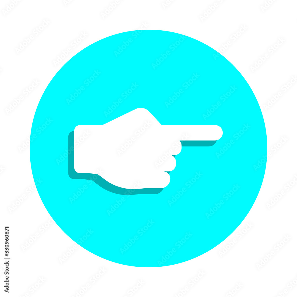 Poster pointing hand badge icon. simple glyph, flat vector of web icons for ui and ux, website or mobile ap