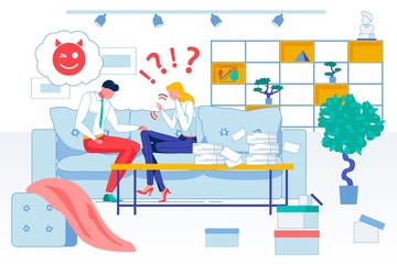Colleague Harassment Flat Vector Illustration