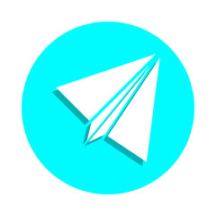 Paper airplane badge icon. Simple glyph, flat vector of web icons for ui and ux, website or mobile application