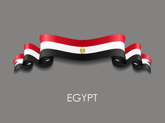 Egyptian flag wavy ribbon background. Vector illustration.