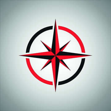 Compass logo design vector red and black