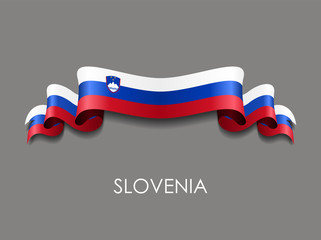Slovenian flag wavy ribbon background. Vector illustration.