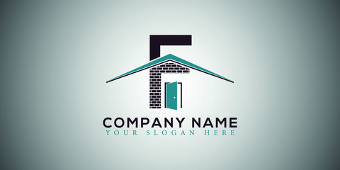 F real estate home construction letter logo design vector