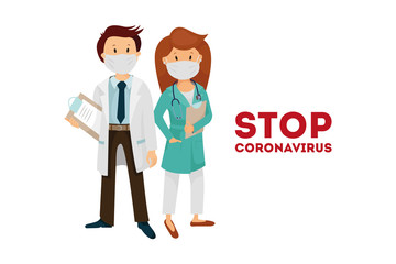 Put on a medical mask. The world is struggling with an outbreak of coronavirus. do not panic and stay home for your safety. take care of yourself. Vector graphics