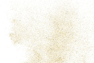 Gold glitter texture isolated on white. Amber particles color. Celebratory background. Golden explosion of confetti. Design element. Digitally generated image. Vector illustration, EPS 10.