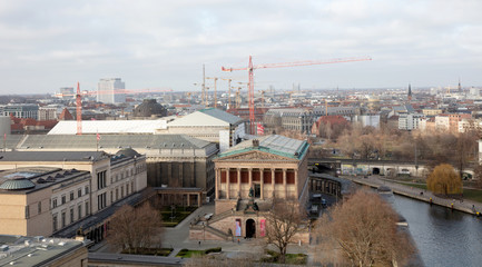BERLIN, GERMANY - JANUARI 1, 2020: Above view of the city. Berlin is the capital and the largest city of Germany.