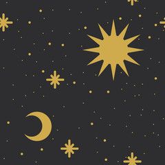 Fototapeta premium the sun and moon, the beauty of the eastern night. traditional folk spiritual elements. space objects. Vector graphics