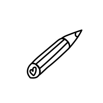 recommend clip art: Vector pencil icon clerical material. Artistic illustration by a black line on a white background. Design for social networks, web, cards, prints, packaging, logo.